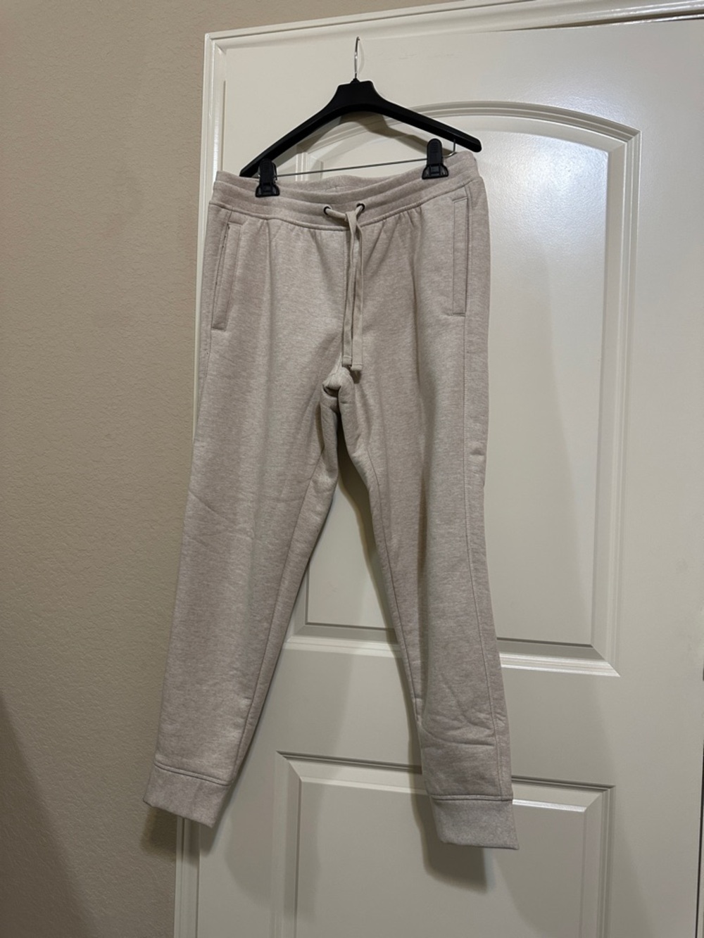Men's Drawstring Jogger Sweatpants in Light Beige